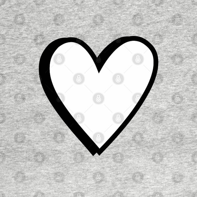 Black and White Love Hearts Cartoon Style on Grey by OneThreeSix